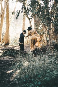 Couple on a walk in the forest